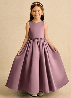 Azazie Daisies Flower Girl Dresses Vintage Mauve Ball-Gown Bow Matte Satin Dress image5