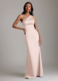 Azazie Voni Suknie dla druhen Syrena Jedno ramię Satyna elastyczna Do ziemi Sukienka image5