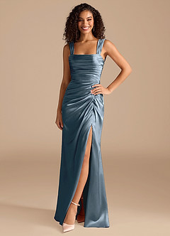 Azazie Jesaphine Bridesmaid Dresses Twilight Sheath Bow Metallic Satin Dress image3