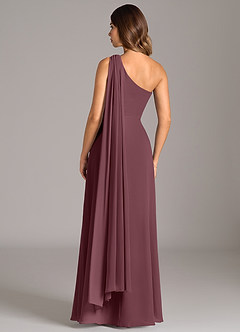 Azazie Tella Bridesmaid Dresses Sangria A-Line One Shoulder Chiffon Dress image6