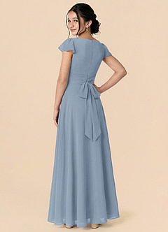 Azazie Payton Dusty Blue A-Line Bow Chiffon Dress image2