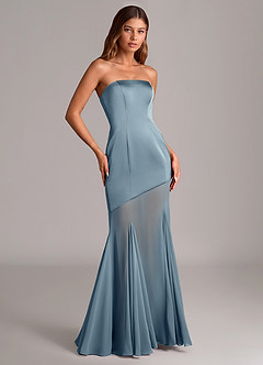 Azazie Uma Final Sale Dusty Blue Mermaid Strapless Chiffon Convertible Dress image3