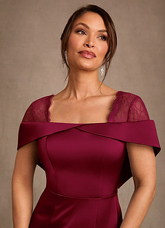 Azazie Henrieta Suknie dla Matki Panny Młodej Osłona Koronka Satyna elastyczna Długość podłogi Sukienka image6