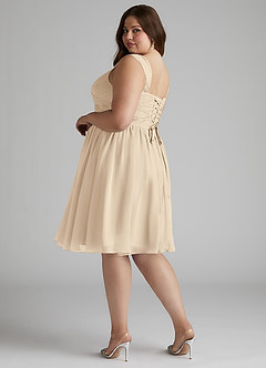 Azazie Angie Bridesmaid Dresses Champagne A-Line Corset Chiffon Dress image12