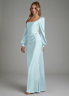Azazie Brianna Brautjungfernkleider Meerjungfrau-Linie Korsett Stretch-Satin Kleid Wolke Blau image5