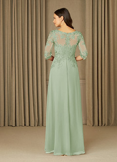 Azazie Dorella Abiti per la Madre della Sposa Abito A-Line in Chiffon Pizzo Verde Salvia image2