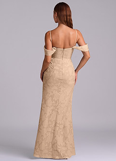 Azazie Johana 신부 들러리 드레스 인어 오프 더 숄더 플로럴 번아웃 바닥 길이 드레스 image7