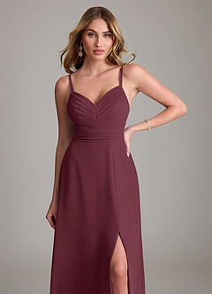 Azazie Terese Bridesmaid Dresses Cabernet A-Line Pleated Chiffon Dress image5