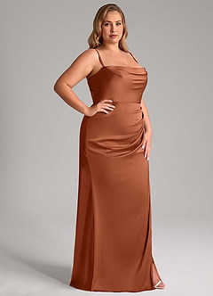 Azazie Leonis Bridesmaid Dresses Cedar Rose Mermaid Pleated Stretch Satin Convertible Dress image13
