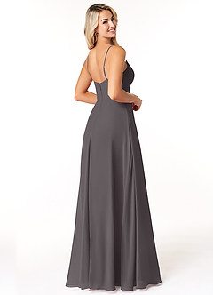 Azazie Moira Bridesmaid Dresses Steel Grey A-Line Scoop Chiffon Dress image5