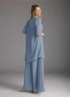Azazie Weisz Kleider für die Brautmutter A-Linie Quadratischer Ausschnitt Gefaltet Chiffon Kleid Staubblau image8