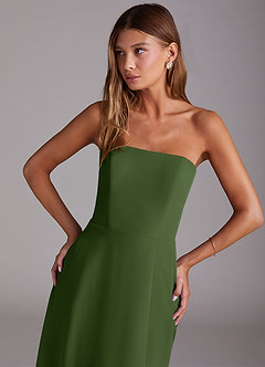Azazie Wren Bridesmaid Dresses Olive A-Line Side Slit Chiffon Convertible Dress image5