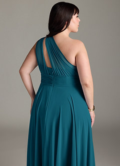 Azazie Charlize Bridesmaid Dresses Ink Blue A-Line One Shoulder Chiffon Dress image13