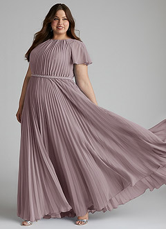 Azazie Kara Modest Bridesmaid Dresses A-Line Pleated Chiffon Floor-Length Dress image10