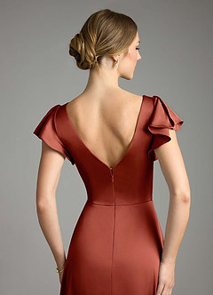 Azazie Omari Bridesmaid Dresses Terracotta A-Line Stretch Satin Dress image7
