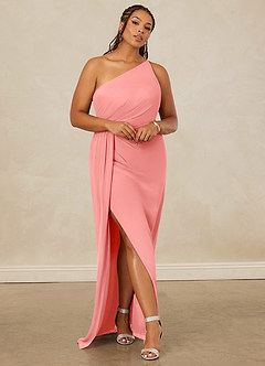 Christian Siriano Bridal for Azazie 1003 Brautjungfernkleider Etui One-Shoulder Chiffon Kleid Koralle image8
