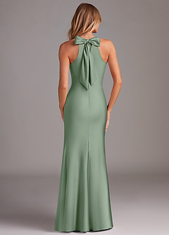 Azazie Doretta Bridesmaid Dresses Matcha Mermaid Pleated Stretch Satin Dress image2