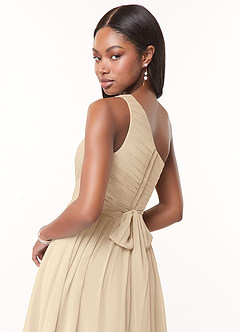 Azazie Katrina Bridesmaid Dresses A-Line One Shoulder Chiffon Knee-Length Dress image4