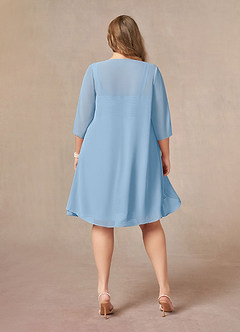 Azazie Olivia Mère de la mariée Robes Robe Trapèze en Mousseline de soie Encolure carrée plissée Poudre Bleue image8