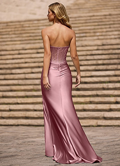 Glint Dusty Pink Asymmetrical Rhinestone Prom Dress image2