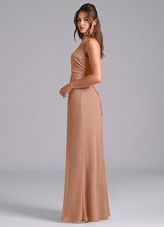 Azazie Evadne Bridesmaid Dresses Champagne Rose A-Line Pleated Chiffon Dress image6
