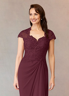 Azazie Junie Mother of the Bride Dresses Cabernet A-Line Lace Chiffon Dress image5