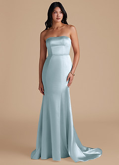 Azazie Aura Vestidos de damas de honor Vestido de Azul Cielo de Satén Metálico de Corte Sirena Convertible image1