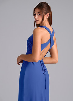 Azazie Evadne Brautjungfernkleider Etui Plissee Chiffon Kleid Königsblau image7