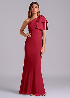 Azazie Yuanna Bridesmaid Dresses Scarlet Mermaid One Shoulder Chiffon Dress image1