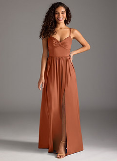 Azazie Zeya Bridesmaid Dresses Cedar Rose A-Line Pleated Stretch Satin Dress image8