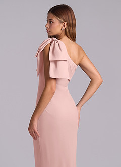Azazie Yuanna Bridesmaid Dresses Powder Pink Mermaid One Shoulder Chiffon Dress image8