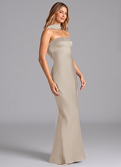 Azazie Lusinda Brudtärnklänningar Klä av Sjöjungfru i Stretch Satin Axelbandslös Frost image6