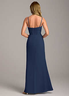Azazie Chantel Bridesmaid Dresses Dark Navy Sheath Strapless Chiffon Convertible Dress image6
