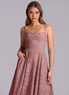 Azazie Shaude Jurken voor bruidsmeisjes Jurk van Bloemen Burn-out met A-Lijn Geplooid Stoffige Roos image3