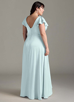 Azazie Omari Bridesmaid Dresses Sea Glass A-Line Stretch Satin Dress image9