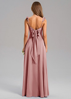 Azazie Everett Bridesmaid Dresses Dusty Rose A-Line Stretch Satin Dress image2