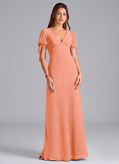 Azazie Pheby Bridesmaid Dresses Sunset A-Line Pleated Chiffon Dress image4