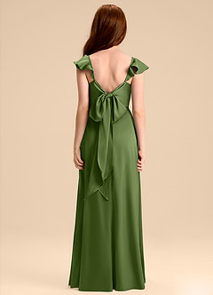 Azazie Everett Junior Juniper A-Line Bow Stretch Satin Dress image2