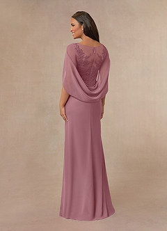 Azazie Hera Mother of the Bride Dresses Vintage Mauve A-Line Lace Capelet Chiffon Dress image3