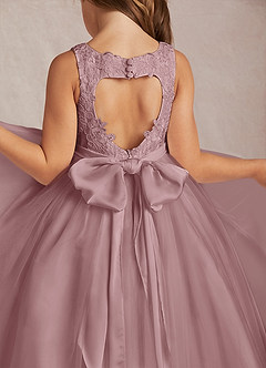 Azazie Calla Flower Girl Dresses Dusty Rose Ball-Gown Lace Tulle Dress image3