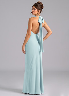Azazie Velli Bridesmaid Dresses Sea Glass Mermaid High Neck Chiffon Dress image7