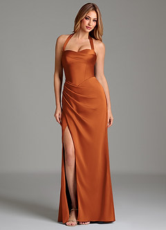 Azazie Serenity Bridesmaid Dresses Cinnamon Mermaid Sweetheart Neckline Stretch Satin Dress image3