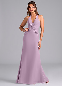 Azazie Valerie Vestidos de damas de honor Vestido de Glicinia de Gasa de Corte Sirena con Plisado image1