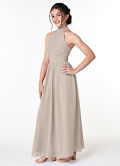 Azazie Iman Junior Frost A-Line Pleated Chiffon Dress image3