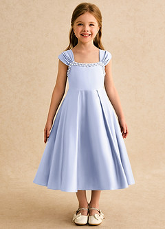 Azazie Yosemite Flower Girl Dresses Lavender Ball-Gown Sweetheart Neckline Matte Satin Dress image4