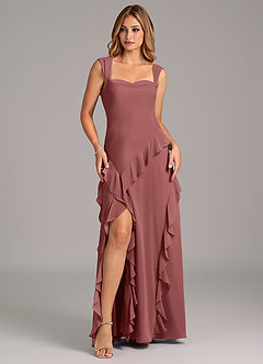 Azazie Sloane Vestidos de madrinha de casamento Vestido Ametista de Chiffon de Linha A com Decote em coração image1