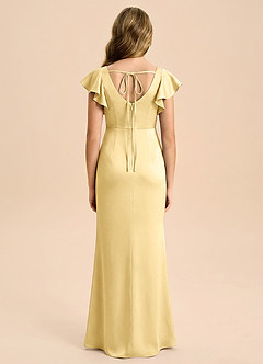 Azazie Demi Junior Butter Mermaid Bow Stretch Satin Dress image2