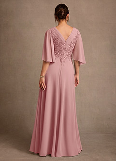 Azazie Tilda Mère de la mariée Robes Robe Trapèze en Mousseline de soie Dentelle Rose Poussiéreuse image2