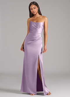 Azazie Marla Bridesmaid Dresses Frosted Lilac Sheath Strapless Stretch Satin Convertible Dress image4