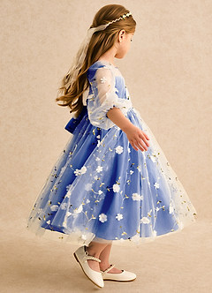 Azazie Elowen Flower Girl Dresses Royal Blue A-Line Sweetheart Neckline Lace Dress image6